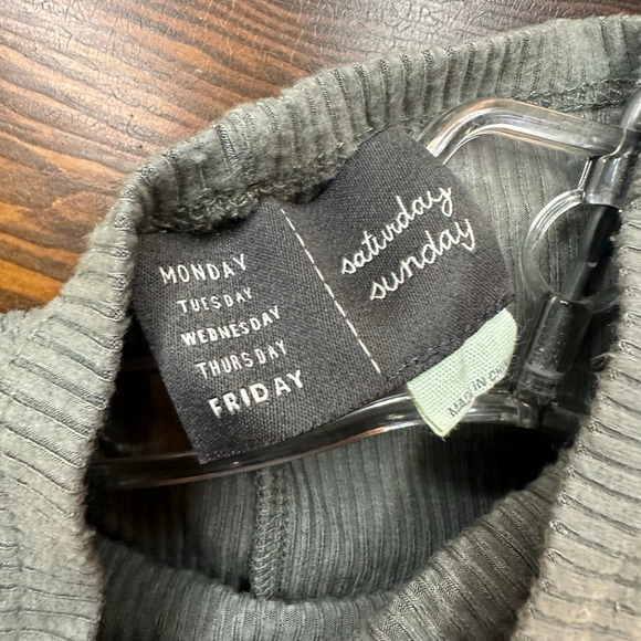 Women's XS Saturday Sunday Sage Green Ribbed Turtleneck Long Sleeve Dress - Picture 5 of 8